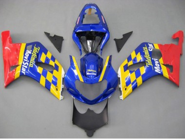 Billige Suzuki GSXR 600 / GSXR 750 Motorrad Verkleidung 2001-2003 - Blau Gelb Rot Telefonica MoviStar