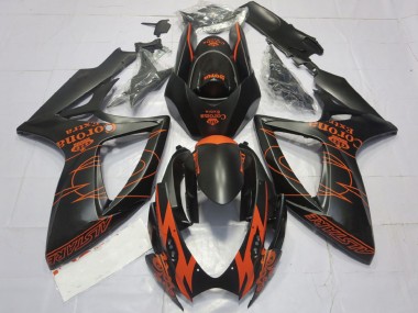 Billige Matt Schwarz Orange Corona Extra Alstare Motul 2006-2007 Suzuki GSXR 600 / GSXR 750 Motorrad Verkleidung