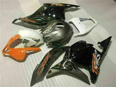 Billige Honda CBR600RR Motorrad Verkleidung 2009-2012 - Weiss Orange Glanzendes Schwarz