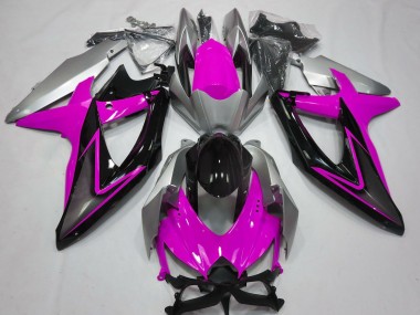Billige Silber Rosa Glänzendes Schwarz 2008-2010 Suzuki GSXR 600 / GSXR 750 Motorrad Verkleidung