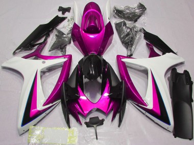 Billige Weiß Rosa Glänzendes Schwarz 2006-2007 Suzuki GSXR 600 / GSXR 750 Motorrad Verkleidung