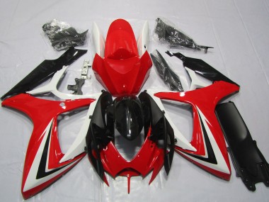 Billige Weiß Rot Glänzendes Schwarz Streifen 2006-2007 Suzuki GSXR 600 / GSXR 750 Motorrad Verkleidung