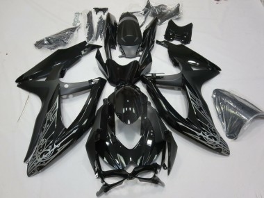 Billige Glänzendes Schwarz Silber 2008-2010 Suzuki GSXR 600 / GSXR 750 Motorrad Verkleidung