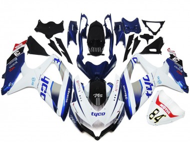 Billige Weiß Silber Blau Schwarz Tyco 2008-2010 Suzuki GSXR 600 / GSXR 750 Motorrad Verkleidung