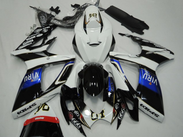 Billige Weiß Blau Glänzendes Schwarz Viru 2006-2007 Suzuki GSXR 600 / GSXR 750 Motorrad Verkleidung