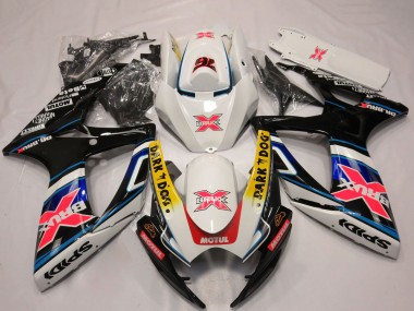 Billige Weiß Rot Blau Gelb Dunkel Dog X 76 BRUX 2006-2007 Suzuki GSXR 600 / GSXR 750 Motorrad Verkleidung