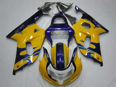 Billige Gelb Blau 2001-2003 Suzuki GSXR 600 / GSXR 750 Motorrad Verkleidung