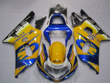 Billige Gelb Blau Weiß Corona Motul 2001-2003 Suzuki GSXR 600 / GSXR 750 Motorrad Verkleidung