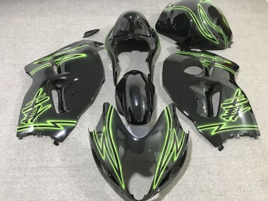 Billige Glänzendes Schwarz Grün Blitz 1996-2007 Suzuki GSXR 1300 Motorrad Verkleidung