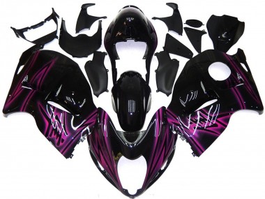 Billige Glänzendes Schwarz Lila Flamme 1996-2007 Suzuki GSXR 1300 Motorrad Verkleidung