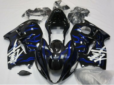 Billige Glänzendes Schwarz Blau Flamme 1996-2007 Suzuki GSXR 1300 Motorrad Verkleidung