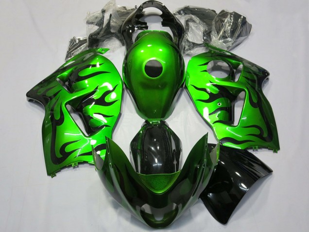 Billige Grün Schwarz Flamme 1996-2007 Suzuki GSXR 1300 Motorrad Verkleidung