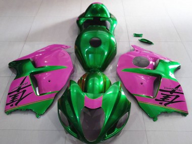 Billige Glänzendes Grün und Rosa 1996-2007 Suzuki GSXR 1300 Motorrad Verkleidung