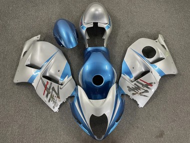 Billige Glänzendes Hellblau und Silber 1996-2007 Suzuki GSXR 1300 Motorrad Verkleidung
