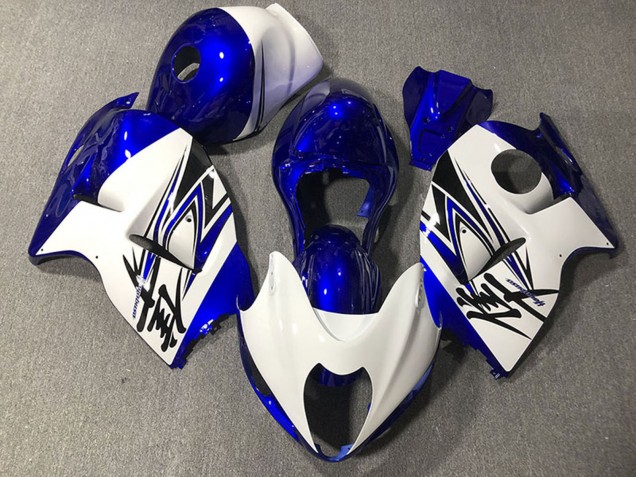 Billige Glänzendes Weiß Dunkel Blau 1996-2007 Suzuki GSXR 1300 Motorrad Verkleidung