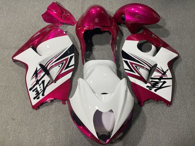 Billige Glänzendes Weiß Rosa 1996-2007 Suzuki GSXR 1300 Motorrad Verkleidung