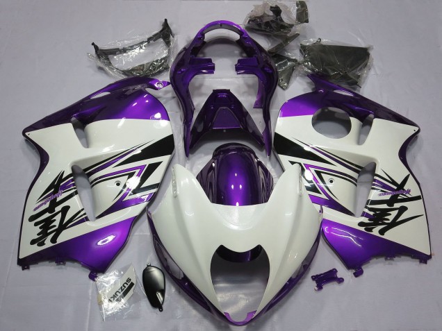 Billige Glänzendes Weiß Lila 1996-2007 Suzuki GSXR 1300 Motorrad Verkleidung