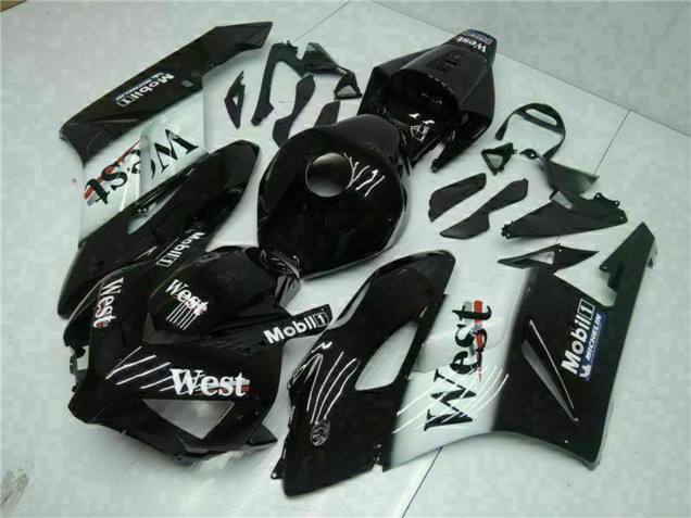 Billige Honda CBR1000RR Motorrad Verkleidung 2004-2005 - Glanzendes Schwarz Weiss West Mobil Michelin