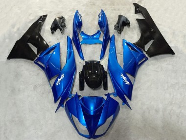 Billige Blau Glänzendes Schwarz 2009-2012 Kawasaki ZX6R Motorrad Verkleidung