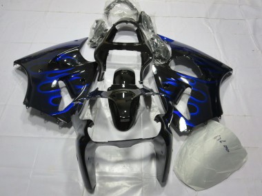 Billige Glänzendes Schwarz Blau Flamme 2000-2002 Kawasaki ZX6R Motorrad Verkleidung