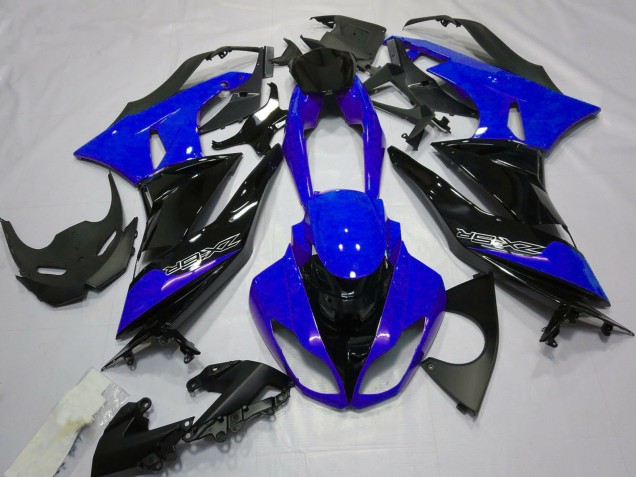 Billige Blau Glänzendes Schwarz 2009-2012 Kawasaki ZX6R Motorrad Verkleidung