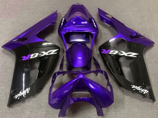 Billige Lila Glänzendes Schwarz 2003-2004 Kawasaki ZX6R Motorrad Verkleidung