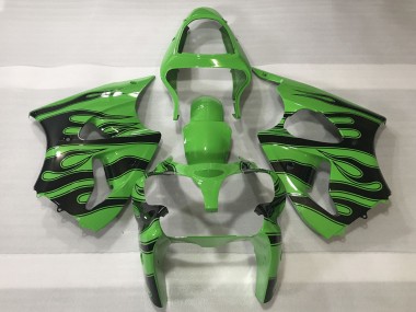 Billige Grün Schwarz Flamme 2000-2002 Kawasaki ZX6R Motorrad Verkleidung