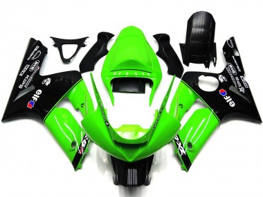 Billige Grün Glänzendes Schwarz Elf Silkolene 2003-2004 Kawasaki ZX6R Motorrad Verkleidung