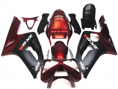 Billige Kastanienbraun Rot Matt Schwarz 2003-2004 Kawasaki ZX6R Motorrad Verkleidung