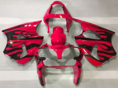 Billige Rot Schwarz Flamme 2000-2002 Kawasaki ZX6R Motorrad Verkleidung