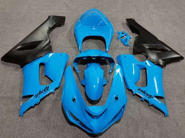 Billige Vibrant Blau Matt Schwarz 2005-2006 Kawasaki ZX6R Motorrad Verkleidung