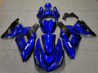 Billige Blau Schwarz Flamme 2006-2011 Kawasaki ZX14R Motorrad Verkleidung