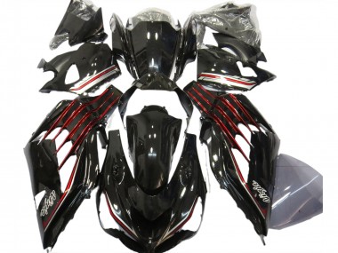 Billige Kawasaki ZX14R ZZR1400 Motorrad Verkleidung 2012-2024 - Glanzendes Schwarz Rot