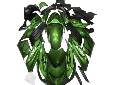 Billige Grün Schwarz Flamme 2006-2011 Kawasaki ZX14R Motorrad Verkleidung