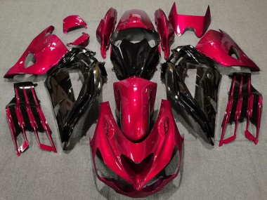 Billige Kawasaki ZX14R ZZR1400 Motorrad Verkleidung 2012-2024 - Rot Glanzendes Schwarz