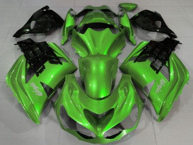 Billige Kawasaki ZX14R ZZR1400 Motorrad Verkleidung 2012-2024 - Flussiges Grun Schwarz