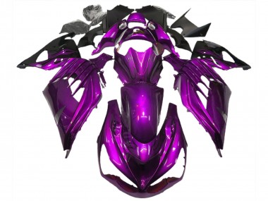 Billige Kawasaki ZX14R ZZR1400 Motorrad Verkleidung 2012-2024 - Lila Schwarz