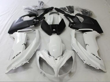 Billige Kawasaki Ninja ER6F Motorrad Verkleidung 2012-2014 - Glanzendes Weiss Matt Schwarz