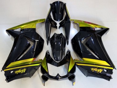 Billige Glänzendes Schwarz Gelb 2008-2012 Kawasaki Ninja 250 Motorrad Verkleidung