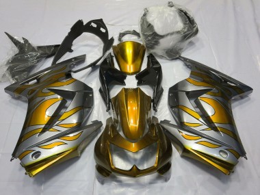 Billige Silber Gold Flamme 2008-2012 Kawasaki Ninja 250 Motorrad Verkleidung