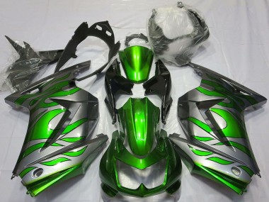 Billige Silber Grün Flamme 2008-2012 Kawasaki Ninja 250 Motorrad Verkleidung
