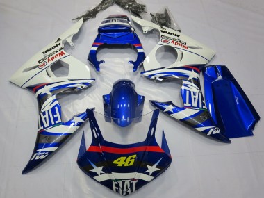 Billige Weiß Blau Fiat Michelin Motul 46 2003-2004 Yamaha R6 Motorrad Verkleidung