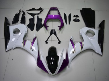 Billige Weiß Lila Glänzendes Schwarz 2003-2004 Yamaha R6 Motorrad Verkleidung