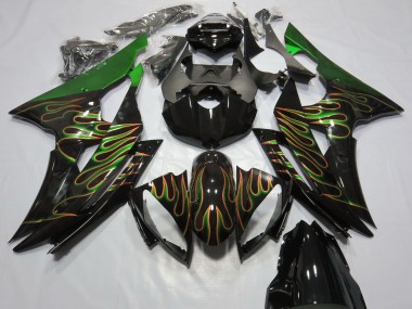 Billige Grün Glänzendes Schwarz Gold Flamme 2008-2016 Yamaha R6 Motorrad Verkleidung