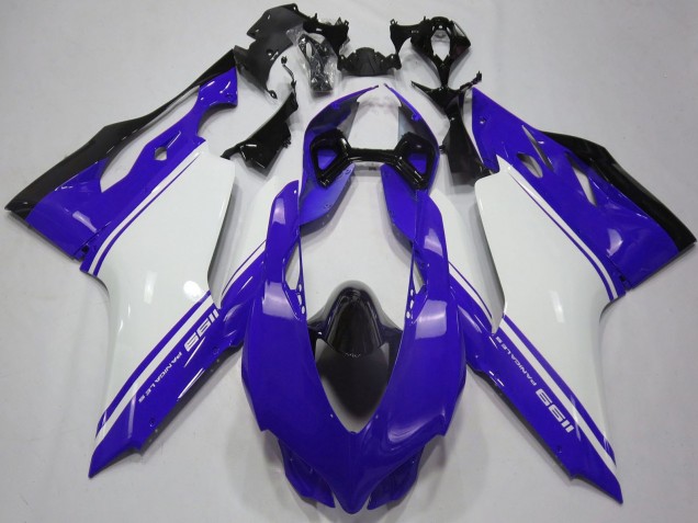Billige Glänzendes Blau Weiß Schwarz 2011-2014 Ducati 1199 Motorrad Verkleidung
