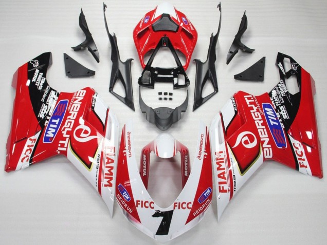 Billige Weiß Rot Blau Glänzendes Schwarz Ficc Fiamm 7 2007-2014 Ducati 848 1098 1198 Motorrad Verkleidung