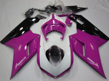 Billige Rosa Weiß Glänzendes Schwarz 2007-2014 Ducati 1098 Motorrad Verkleidung