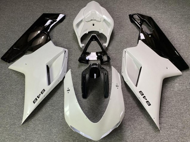 Billige Perl Weiß Glänzendes Schwarz 2007-2014 Ducati 848 Motorrad Verkleidung