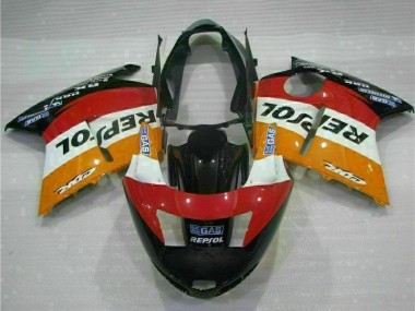Billige Honda CBR1100XX Blackbird Motorrad Verkleidung 1996-2007 - Orange Weiss Rot Glanzendes Schwarz Repsol