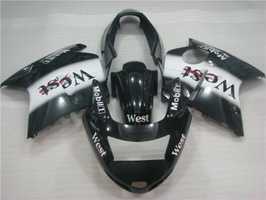 Billige Honda CBR1100XX Blackbird Motorrad Verkleidung 1996-2007 - Glanzendes Schwarz Weiss West
